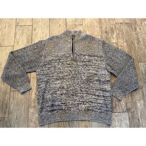 BKE Quarter Zip Sweater Mens 2XL Grey Marled Heavy Knit Mock Neck B5105 2X XXL